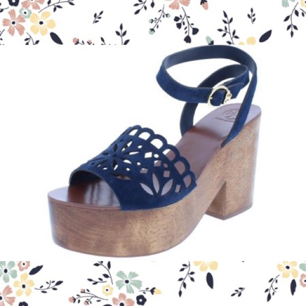 NWOB Tory Burch May Wooden Heels, Sz 7.5